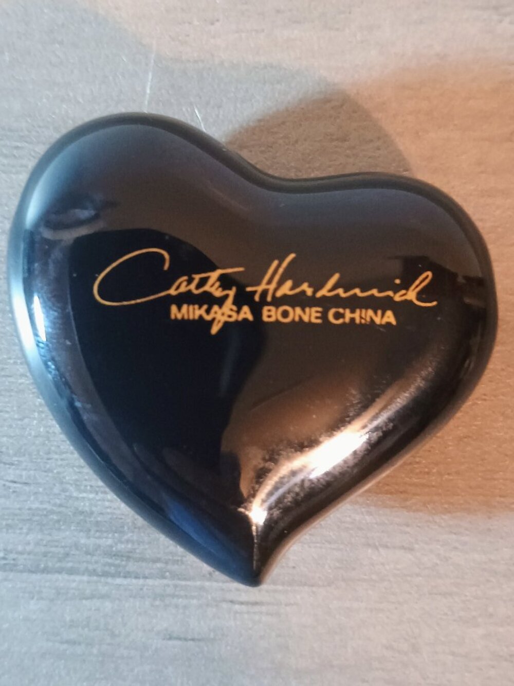 VTG Cathy Hardwick Mikasa Fine Bone China Black Heart Pendant 1 7/8" NO CHAIN